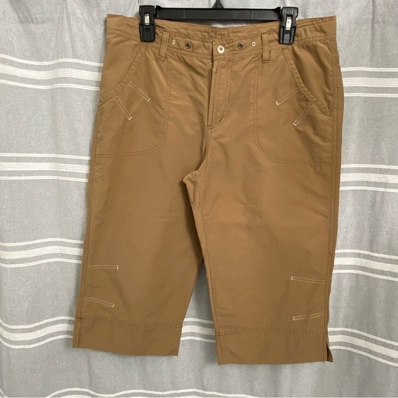 COLUMBIA / Ladies Dark Khaki Long Bermuda Shorts Size M - Picture 1 of 10